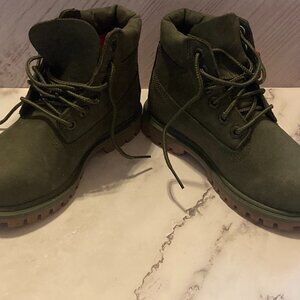 Timberland Kids 6 Inch Leather Boots Waterproof Green